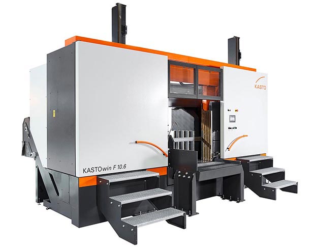 Automatische Bandsäge KASTOwin A 10.6 mit Servoantrieben und Kugelrollspindeln für präzisen Materialvorschub