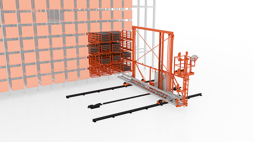 Long goods magazine for storage and automated supply of steel bars