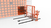 Long goods magazine for storage and automated supply of steel bars