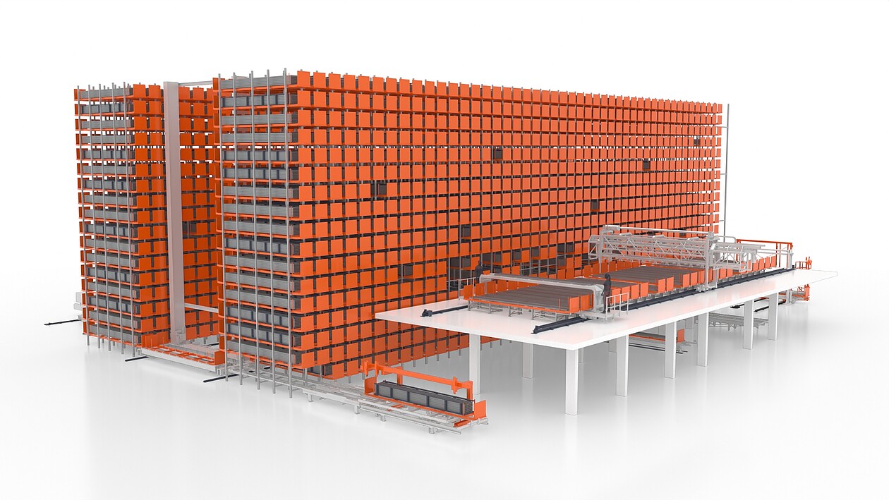 KASTOfenestra stations on the UNICOMPACT honeycomb storage system
