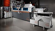 KASTOflex F automatic circular saw for metal, straight and mitre cuts of profiles, tubes, and solid material in construction steel and stainless steel
