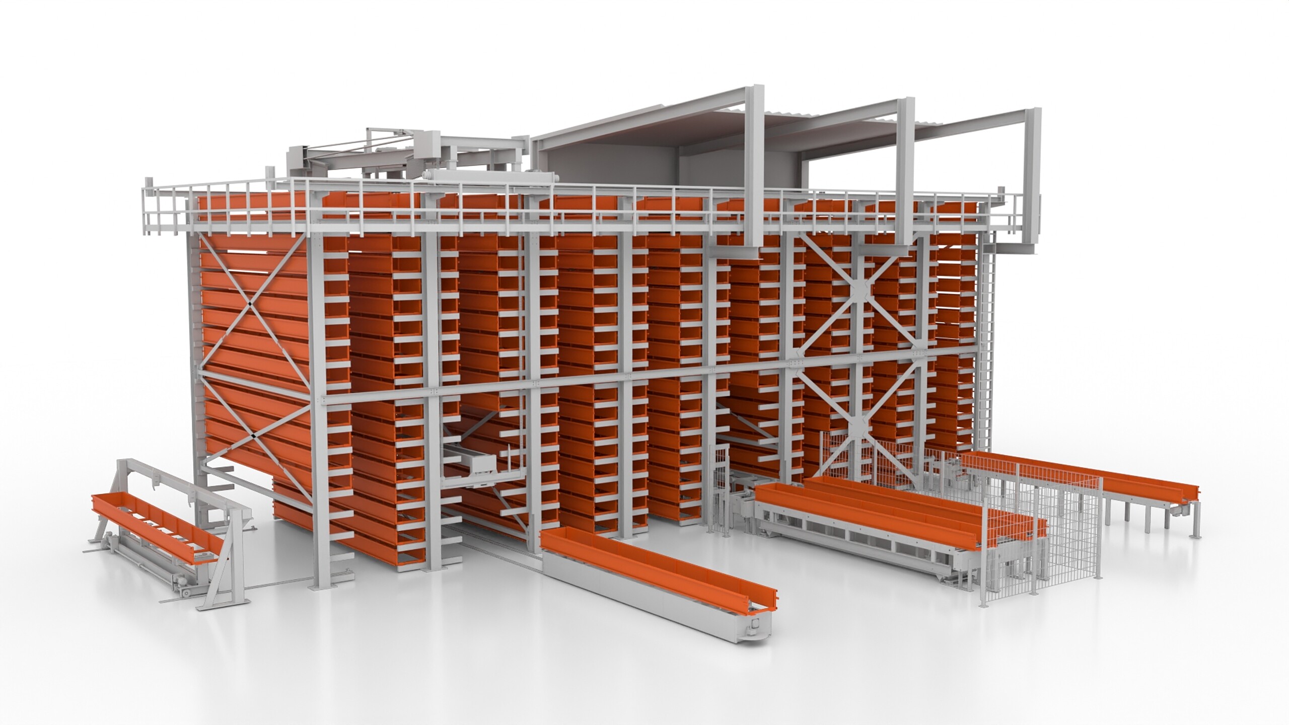 KASTO UNITOP – le magasin de barres surélevé commandé par ordinateur pour une utilisation maximale de l’espace, une grande densité de stockage et un accès rapide aux matériaux de 3 à 14 m de longueur.