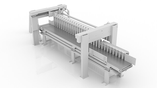 Rollenbahn für automatisierten Materialtransport von Stabstahl