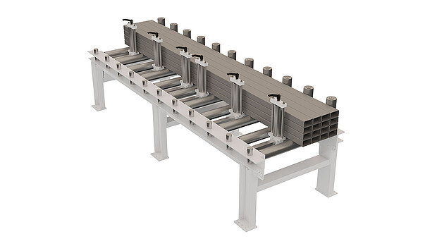 The KASTO feed magazine holds up to four bars and transfers them via the proven step-lift system – precise, safe and gentle on the material.