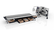 KASTOsort carousel with saw, robot and container system for the automated sorting of cut pieces