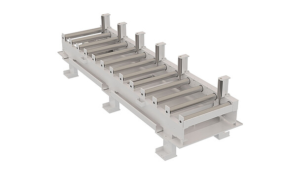 Efficient remnant handling: during stepping, the feed magazine automatically transfers remaining bars onto the storage chute. Operation is fully integrated into the sawing machine.