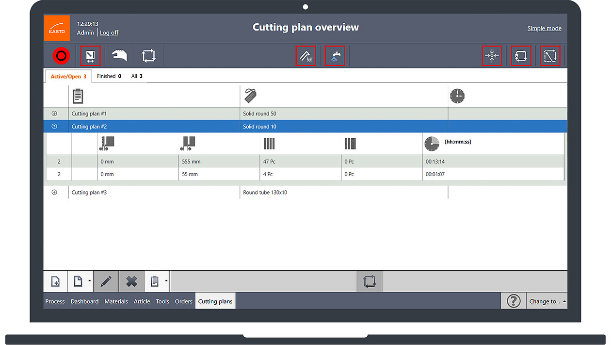 KASTO Saw Control ProControl Cutting Plan