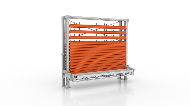 KASTO UNITOWER – système de stockage en tour compact, rapide et polyvalent pour barres, profilés, palettes ou caisses – idéal comme stockage tampon en production ou pour petites quantités.