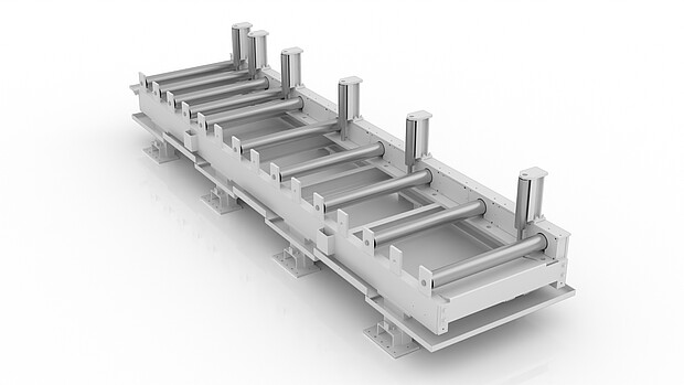 Conveyor system for safe transport of long products and metal profiles
