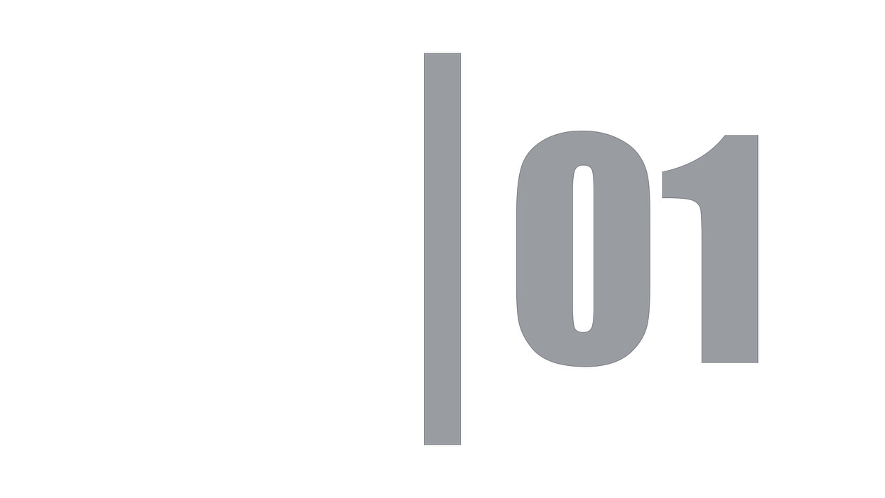 Nummerierung 01 als grafische Abschnittsmarkierung