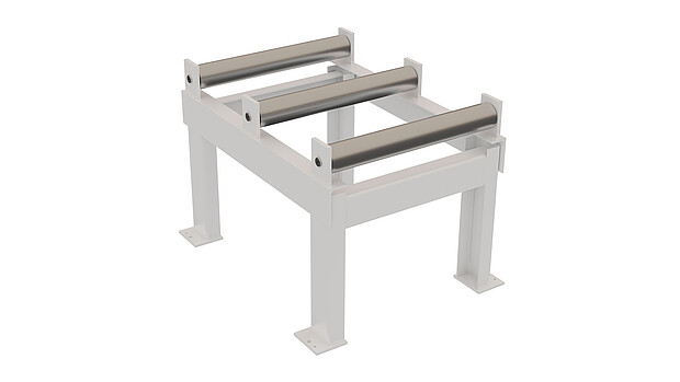 Roller conveyors in various designs: from short roller tables to 12-tonne systems, optionally with coolant return – ideal for a wide range of sawing machines and material weights.