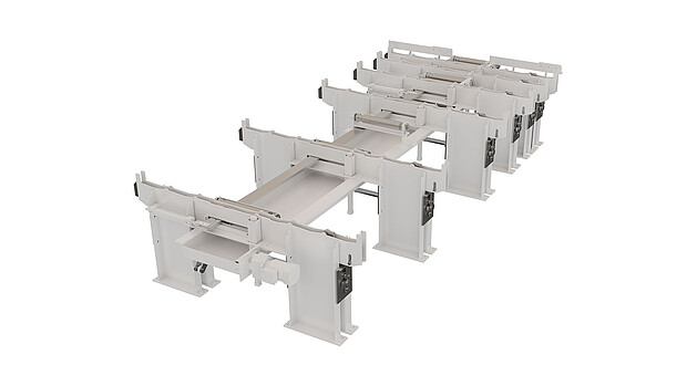 Adjustable side rollers allow adaptation to different profile geometries and ensure safe, gentle material guidance.