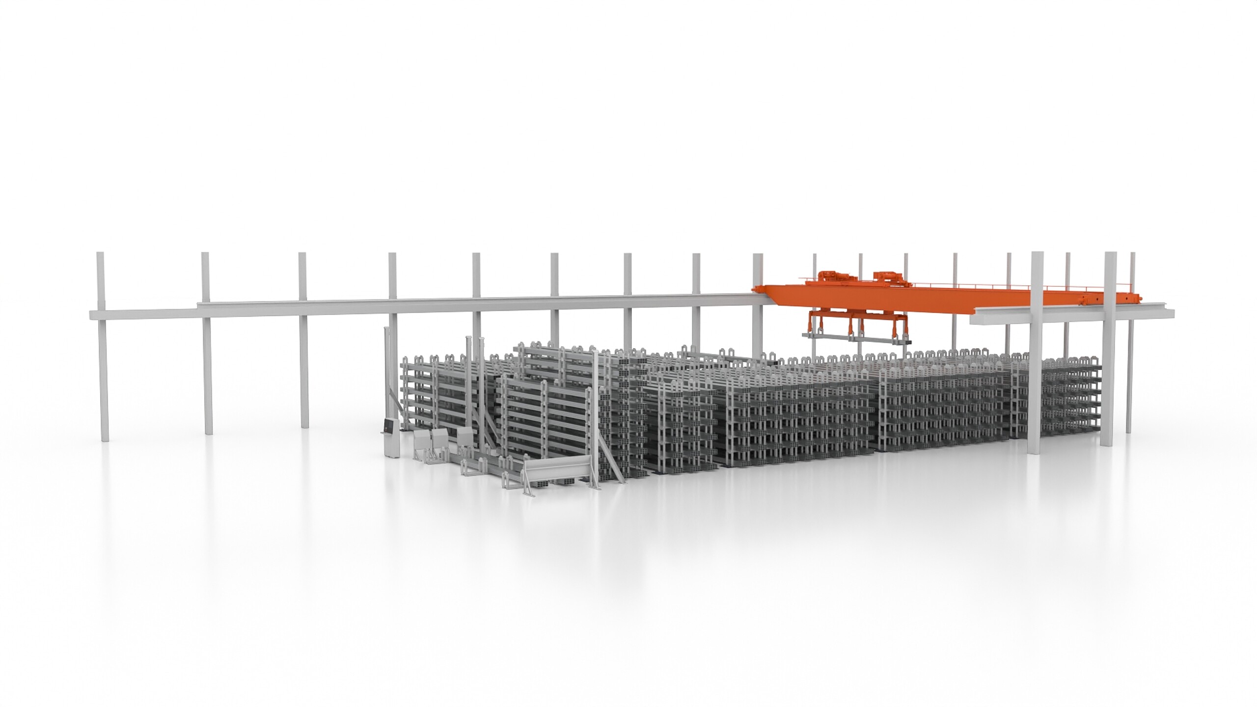 Patented gripping arms ensure safe multiple transport and precise handling – ideal for conventional restacking operations with two-hook cranes.
