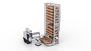 KASTOsort tower on KASTOvariospeed with robot and vertical tower storage