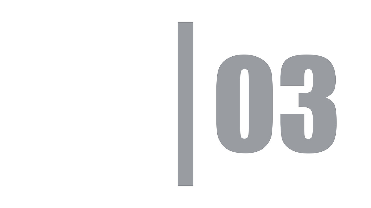 Nummerierung 03 als grafische Abschnittsmarkierung