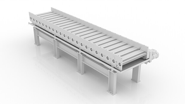 Angetriebene Rollenbahn für automatisierten Materialtransport von Stabstahl